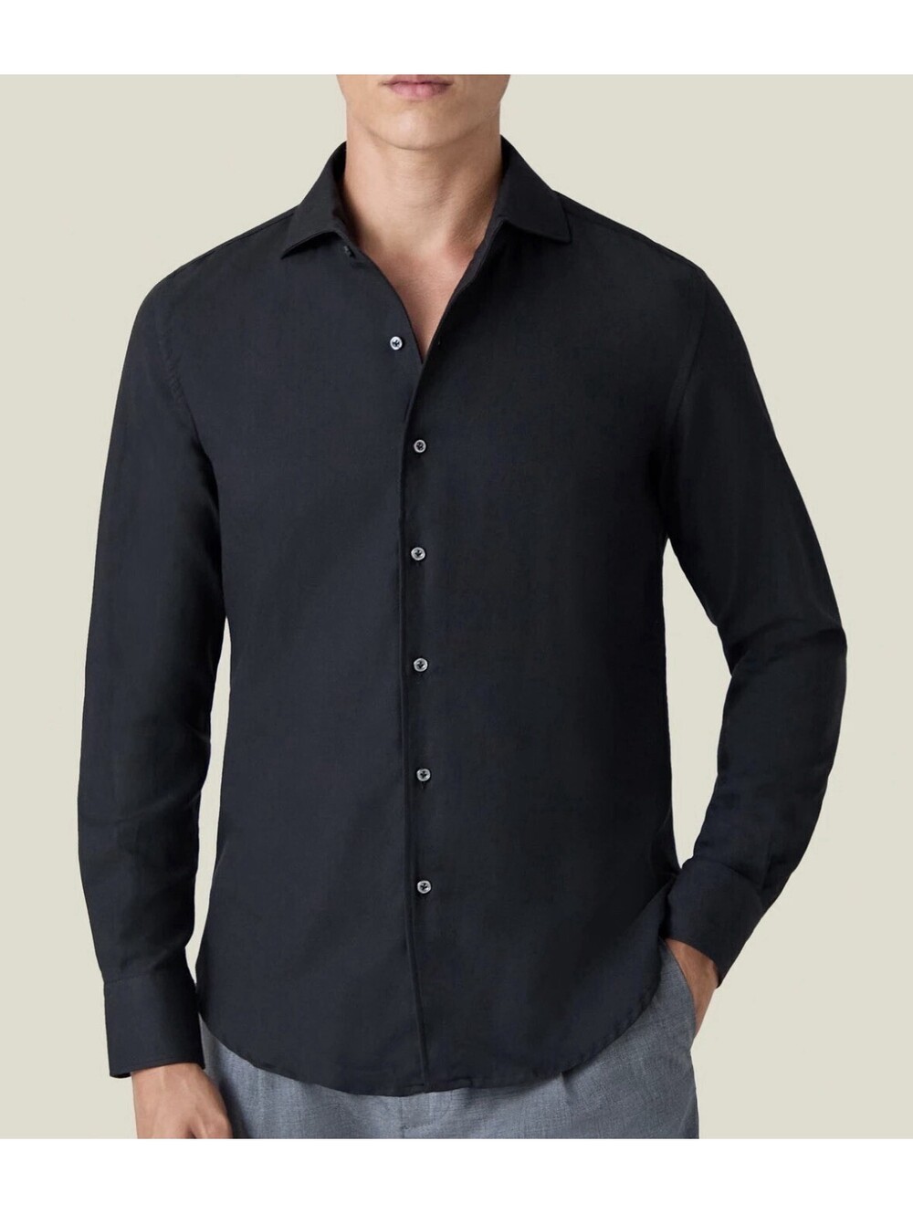 Luca Faloni Cashmere Cotton Classic Shirt Italy Size 2XL Neck 17 Black NWT $325